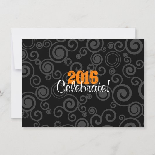 Afstuderen Open Huis Retro Swirls Sinaasappel Invi Kaart (Achterkant)