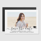 Afstuderen Opslaan Datum 1 Foto Elegant Script Magnetische Uitnodiging (Voorkant / Achterkant)