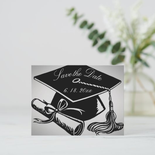 Afstuderen Opslaan Datum Afstudeerder Pet Diploma  Aankondigingskaart (Staand voorkant)