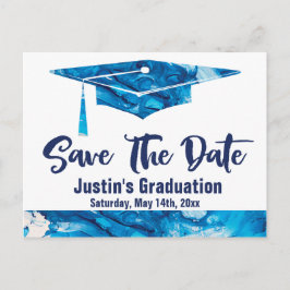 Afstuderen Opslaan Datum Elegant Blue Marble Briefkaart