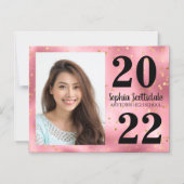 Afstuderen Opslaan Datum Foto roze gouden sterren  Magnetische Uitnodiging (Voorkant)