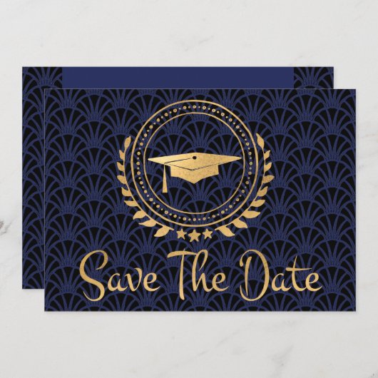 Afstuderen Opslaan Datum Gold Afstudeerder Pet Art Save The Date (Voorkant / Achterkant)