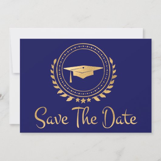Afstuderen Opslaan Datum Gold Afstudeerder Pet bla Save The Date (Voorkant)