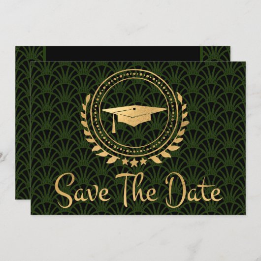 Afstuderen Opslaan Datum Gold Afstudeerder Pet Dec Save The Date (Voorkant / Achterkant)