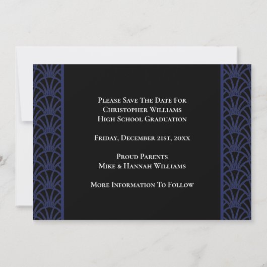 Afstuderen Opslaan Datum Gold Pet Art Deco Blue Save The Date (Achterkant)