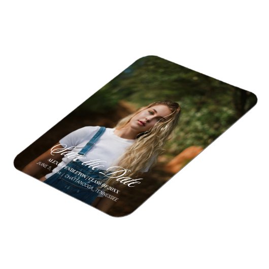 Afstuderen Opslaan Datum legant Script Photo Girl Magneet (Linkerzijde)