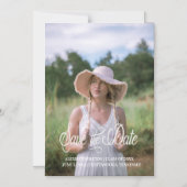 Afstuderen Opslaan Datum Whimsical Script Girl Fot Magnetische Uitnodiging (Voorkant)