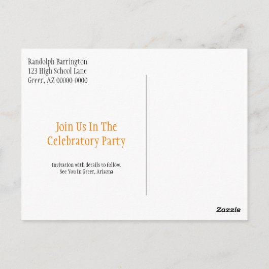 Afstuderen Opslaan zwarte Oranje datum Aangepast Briefkaart (Achterkant)