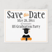 Afstuderen Opslaan zwarte Oranje datum Aangepast Briefkaart (Voorkant)