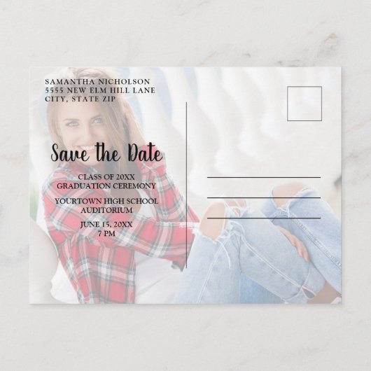 Afstuderen Opslagdatum 4 Foto Gold Glitter Black Uitnodiging Briefkaart (Achterkant)