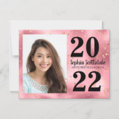 Afstuderen Opslagdatum Foto roze gouden sterren zw Magnetische Uitnodiging (Voorkant)