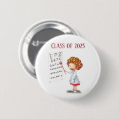 Afstuderen optometrist dokter, geïllustreerd ronde button 5,7 cm (Voorkant /achterkant)