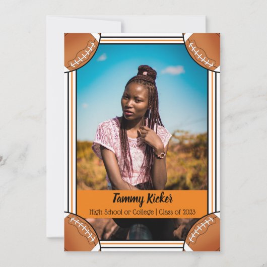 Afstuderen Oranje en zwart Football Aankondiging (Voorkant)