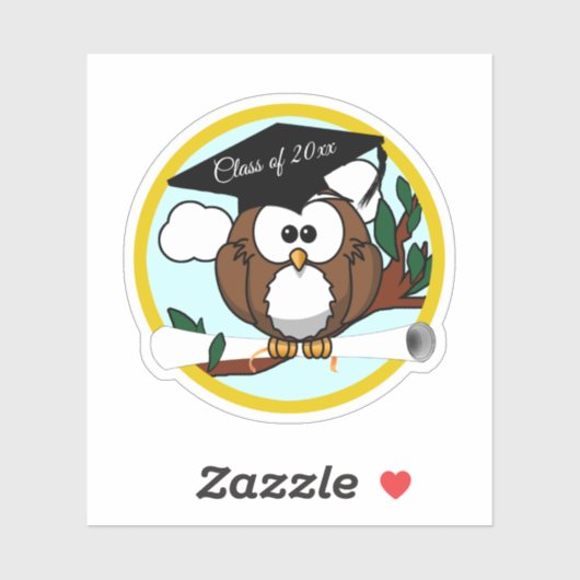 Afstuderen Owl met Diploma Sticker (Vel)