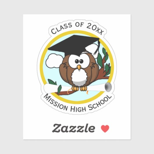 Afstuderen Owl met Diploma Sticker (Vel)