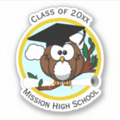 Afstuderen Owl met Diploma Sticker (Voorkant)