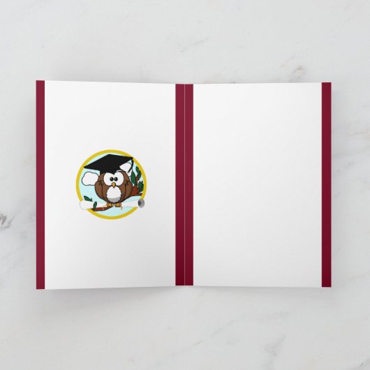 Afstuderen Owl met Pet op rood Kaart (Binnen)