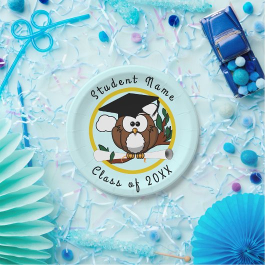Afstuderen Owl Papieren Bordje (Feest)