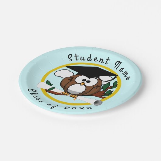Afstuderen Owl Papieren Bordje (Gekanteld)