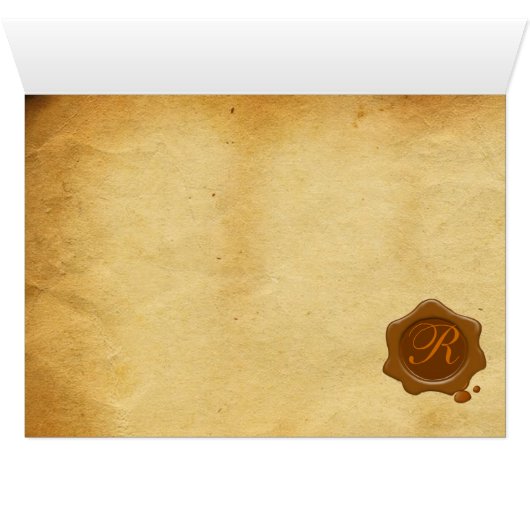 AFSTUDEREN OWL PARCHMENT BROWN WAX SEAL MONOGRAM (Binenzijde Horizontaal (Onderkant))