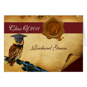 AFSTUDEREN OWL PARCHMENT BROWN WAX SEAL MONOGRAM