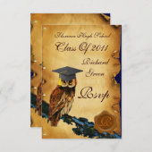 AFSTUDEREN OWL PARCHMENT BROWN WAX SEAL MONOGRAM AANKONDIGING (Voorkant / Achterkant)