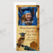 AFSTUDEREN OWL PARCHMENT BROWN WAX SEAL MONOGRAM AANKONDIGING (Voorkant / Achterkant)