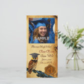 AFSTUDEREN OWL PARCHMENT BROWN WAX SEAL MONOGRAM AANKONDIGING (Staand voorkant)