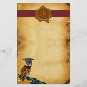 AFSTUDEREN OWL PARCHMENT BROWN WAX SEAL MONOGRAM BRIEFPAPIER