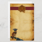 AFSTUDEREN OWL PARCHMENT BROWN WAX SEAL MONOGRAM BRIEFPAPIER (Voorkant / Achterkant)