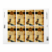 AFSTUDEREN OWL PARCHMENT, BROWN WAX SEAL MONOGRAM ETIKET (Full Sheet)