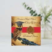 AFSTUDEREN OWL PARCHMENT BROWN WAX SEAL MONOGRAM KAART (Staand voorkant)