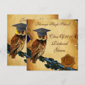 AFSTUDEREN OWL PARCHMENT BROWN WAX SEAL MONOGRAM KAART (Voorkant / Achterkant)