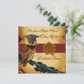 AFSTUDEREN OWL PARCHMENT BROWN WAX SEAL MONOGRAM KAART (Staand voorkant)