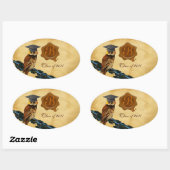 AFSTUDEREN OWL PARCHMENT BROWN WAX SEAL MONOGRAM OVALE STICKER (Vel)