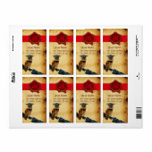 AFSTUDEREN OWL PARCHMENT EN RODE WAX SEAL MONOGRAM ETIKET (Full Sheet)