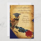 AFSTUDEREN OWL PARCHMENT EN RODE WAX SEAL MONOGRAM KAART (Achterkant)
