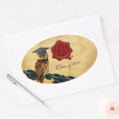 AFSTUDEREN OWL PARCHMENT EN RODE WAX SEAL MONOGRAM OVALE STICKER (Envelop)