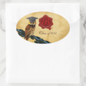 AFSTUDEREN OWL PARCHMENT EN RODE WAX SEAL MONOGRAM OVALE STICKER (Tas)