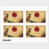 AFSTUDEREN OWL PARCHMENT EN RODE WAX SEAL MONOGRAM RECHTHOEKIGE STICKER (Vel)