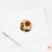 AFSTUDEREN OWL PARCHMENT EN RODE WAX SEAL MONOGRAM RONDE STICKER (Envelop)