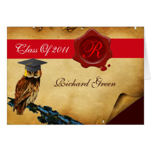 AFSTUDEREN OWL PARCHMENT RED WAX SEAL MONOGRAM