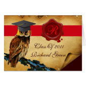AFSTUDEREN OWL PARCHMENT RED WAX SEAL MONOGRAM (Voorkant Horizontaal)