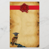 AFSTUDEREN OWL PARCHMENT RED WAX SEAL MONOGRAM BRIEFPAPIER (Voorkant)