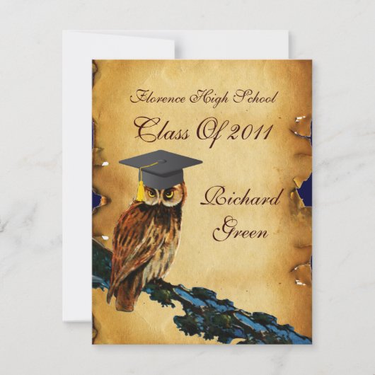 AFSTUDEREN OWL PARCHMENT WAX SEAL MONOGRAM Felt Kaart (Voorkant)
