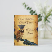 AFSTUDEREN OWL PARCHMENT WAX SEAL MONOGRAM Felt Kaart (Staand voorkant)