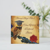 AFSTUDEREN OWL PARCHMENT WAX SEAL MONOGRAM Felt Kaart (Staand voorkant)