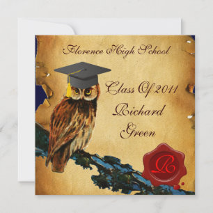 AFSTUDEREN OWL PARCHMENT WAX SEAL MONOGRAM Felt Kaart