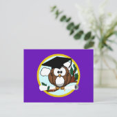 Afstuderen Owl/ Pet & Diploma - Paars en goud Aankondigingskaart (Staand voorkant)