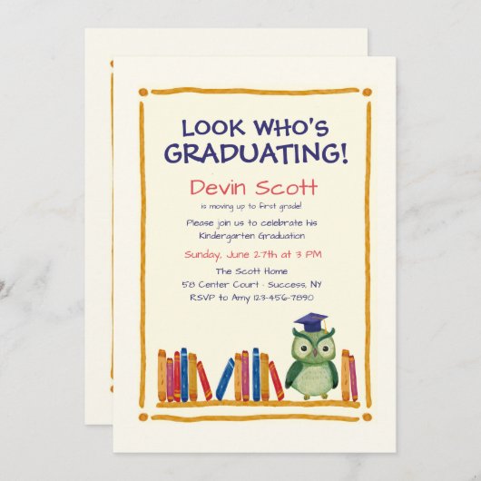 Afstuderen Owl Uitnodiging (Voorkant / Achterkant)